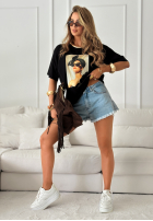 Tričko z nadrukiem Madame Fancy Černé