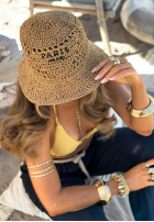 Pleciony Klobouk  bucket hat Paris Milano velbloudí