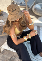 Pleciony Klobouk  bucket hat Paris Milano velbloudí