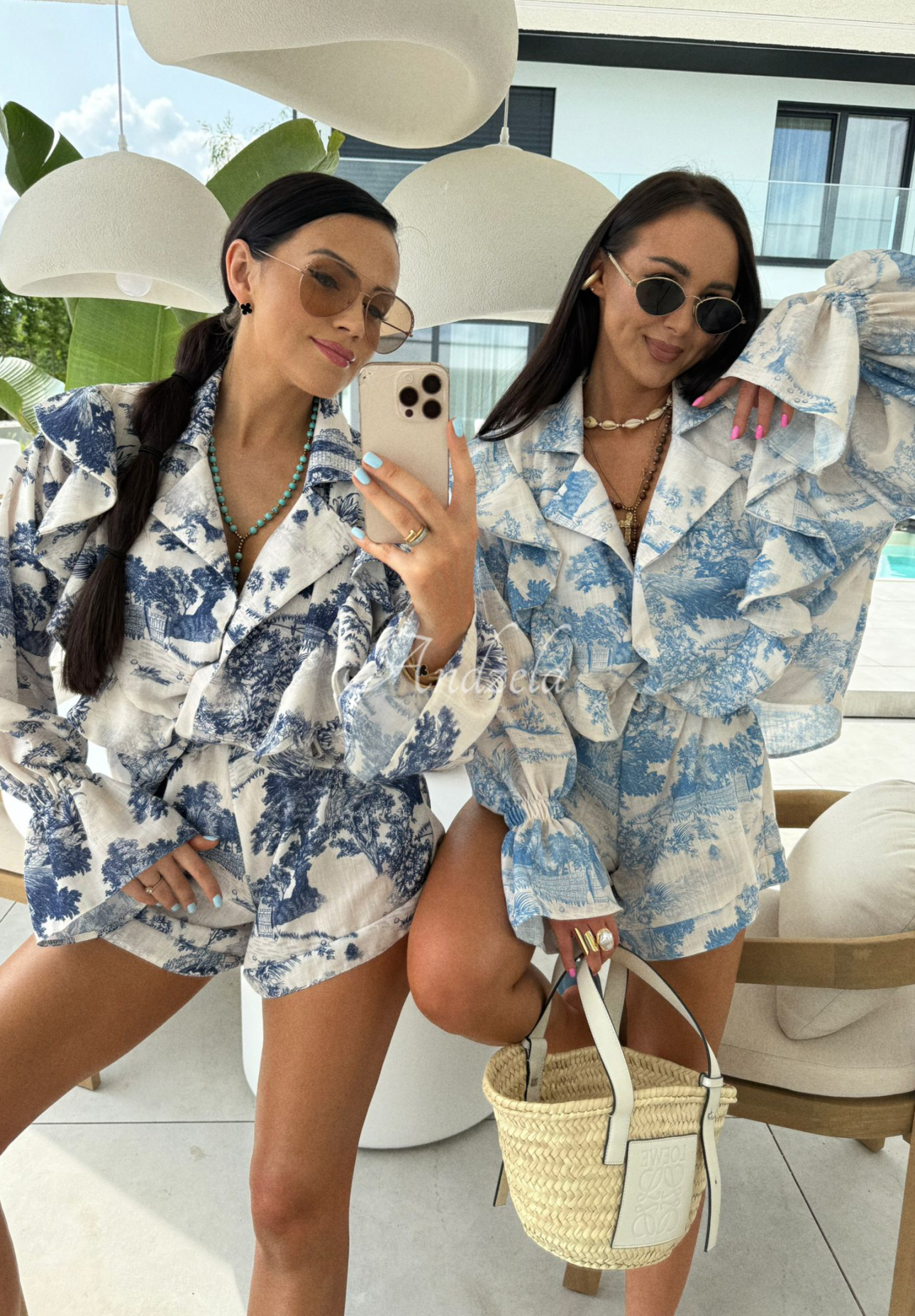 Lněná souprava košile a šortky se vzory La Milla Dreamy Places granátový