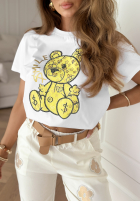 Tričko z misiem i dżetami Smiley Bear Bílá
