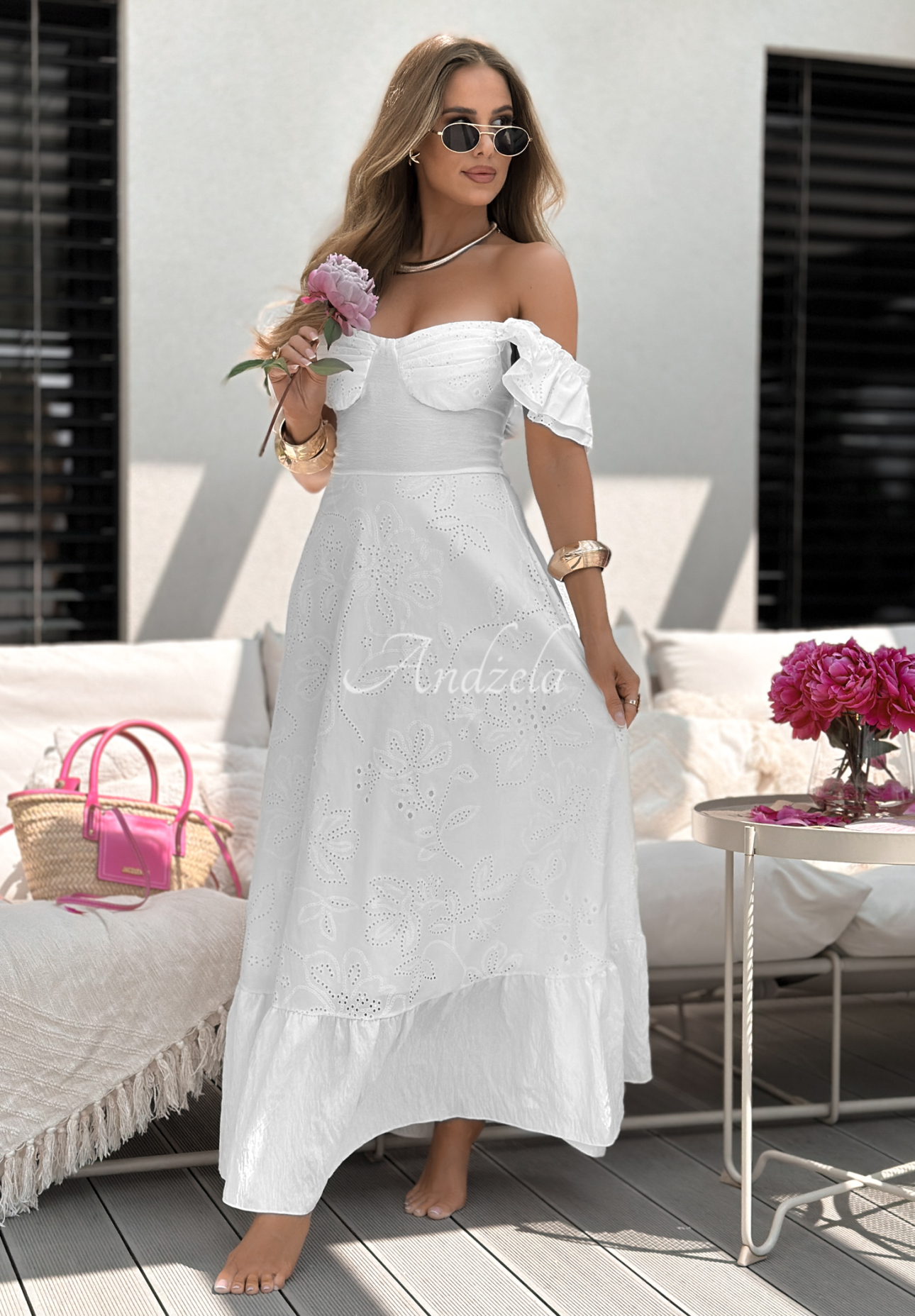 Ažurové boho šaty Palm Beaches Bílá