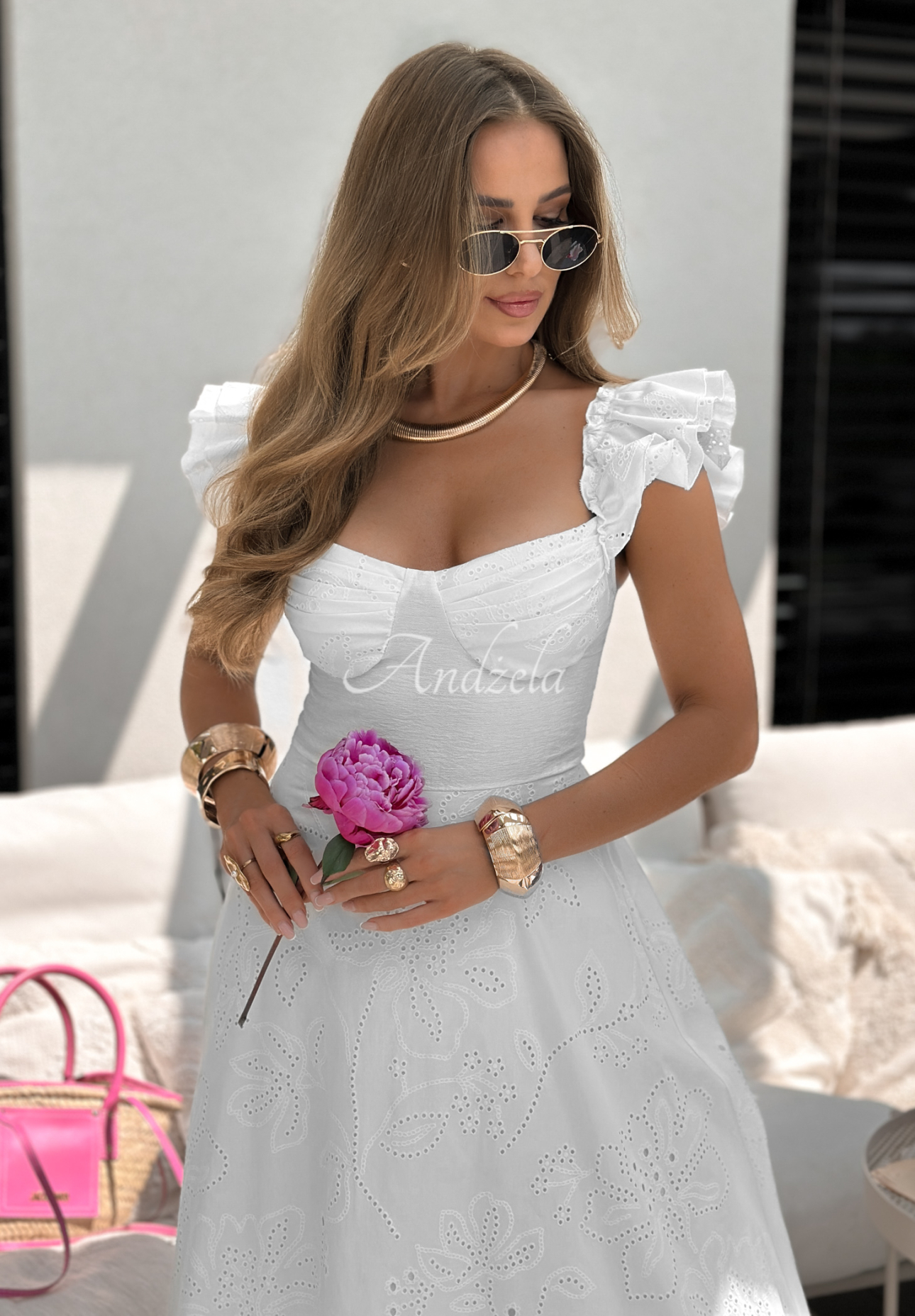 Ažurové boho šaty Palm Beaches Bílá
