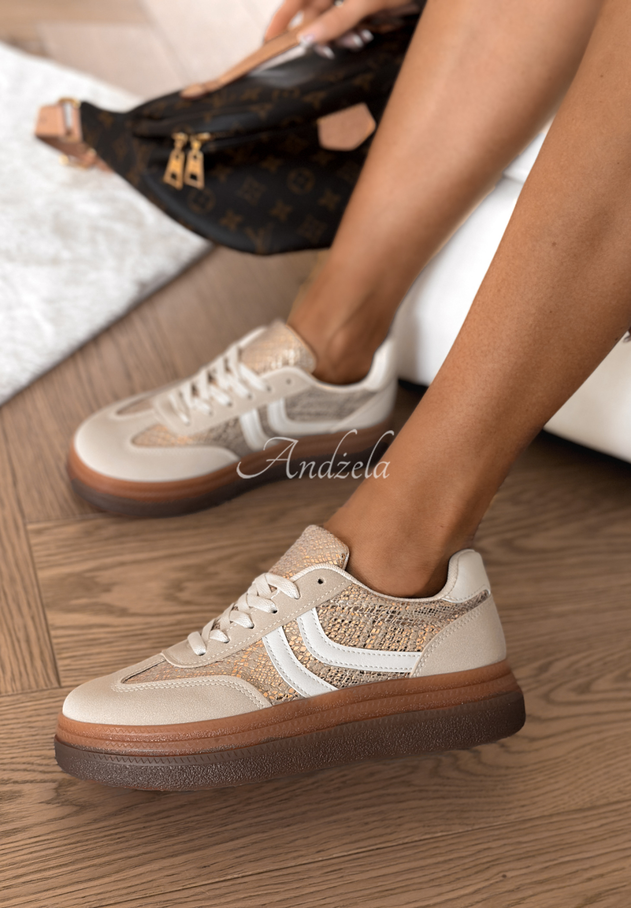 Tenisky se zvířecím potiskem Flexi Feet béžové