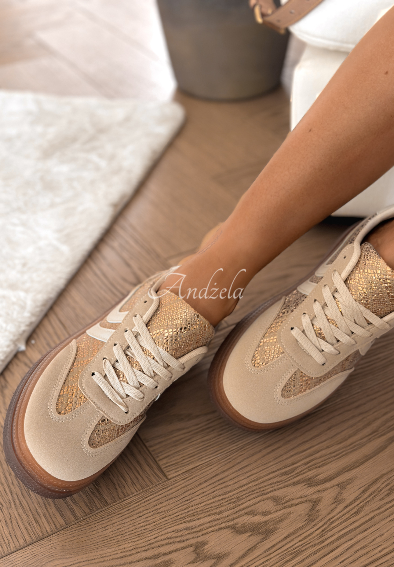Tenisky se zvířecím potiskem Flexi Feet béžové