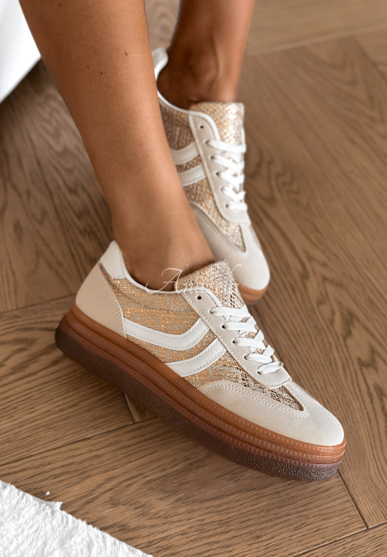 Tenisky se zvířecím potiskem Flexi Feet béžové
