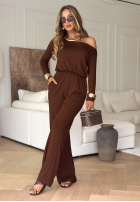 Souprava Halenka i Kalhoty wide leg New Orlean čokoládový