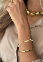 Náramek z perełkami Little Pearls And Feather zlatá