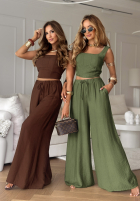 Souprava top i Kalhoty wide leg La Colorada khaki