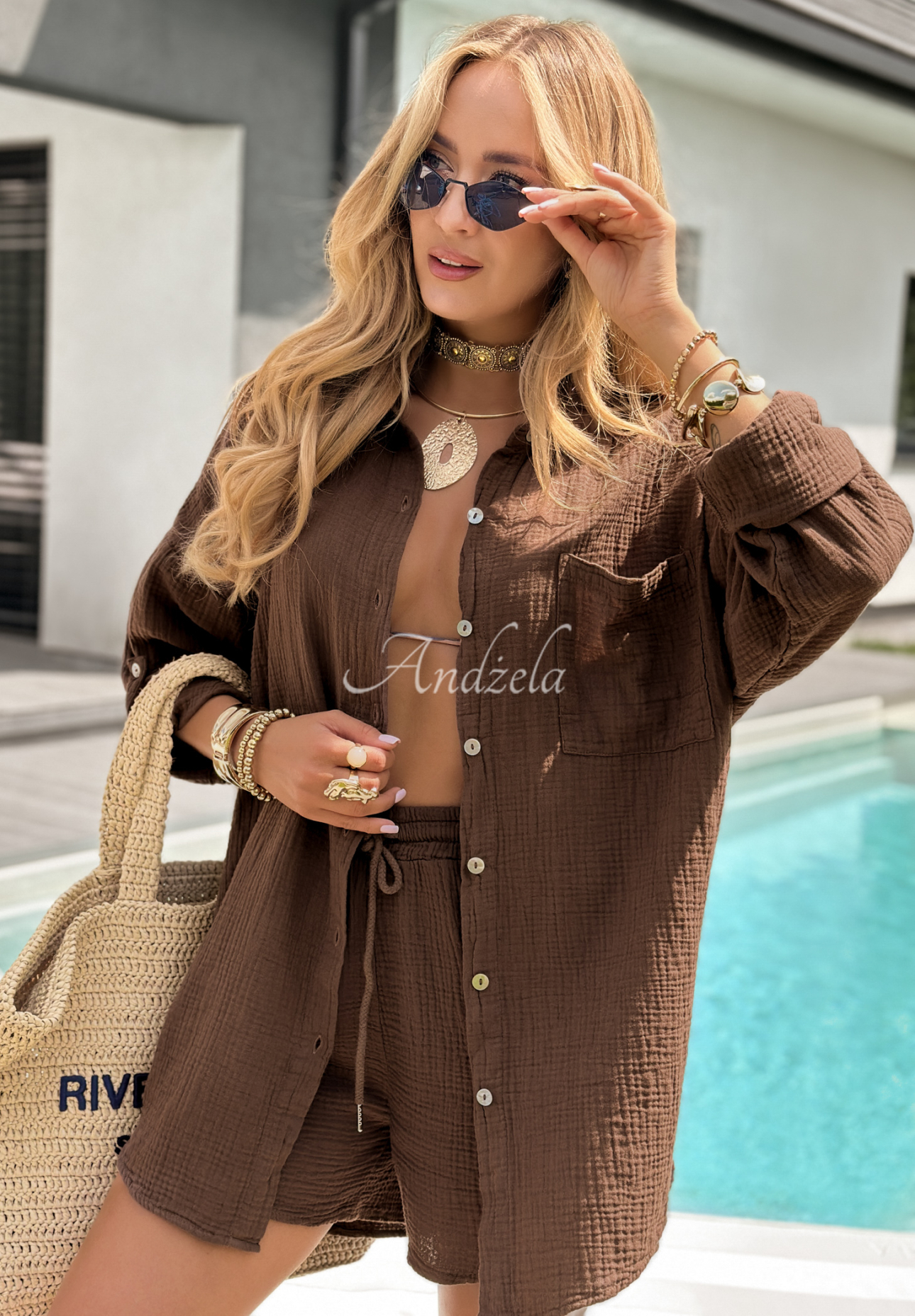 Mušelínová košile Elisabetta čokoládová