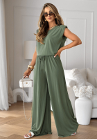 Souprava tank top i Kalhoty wide leg The Two Of Us khaki