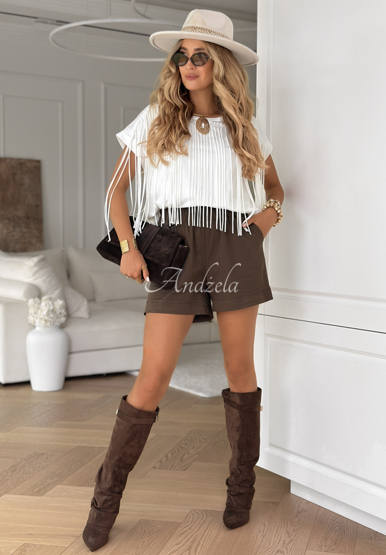 Halenka s třásněmi boho West Vancouver ecru
