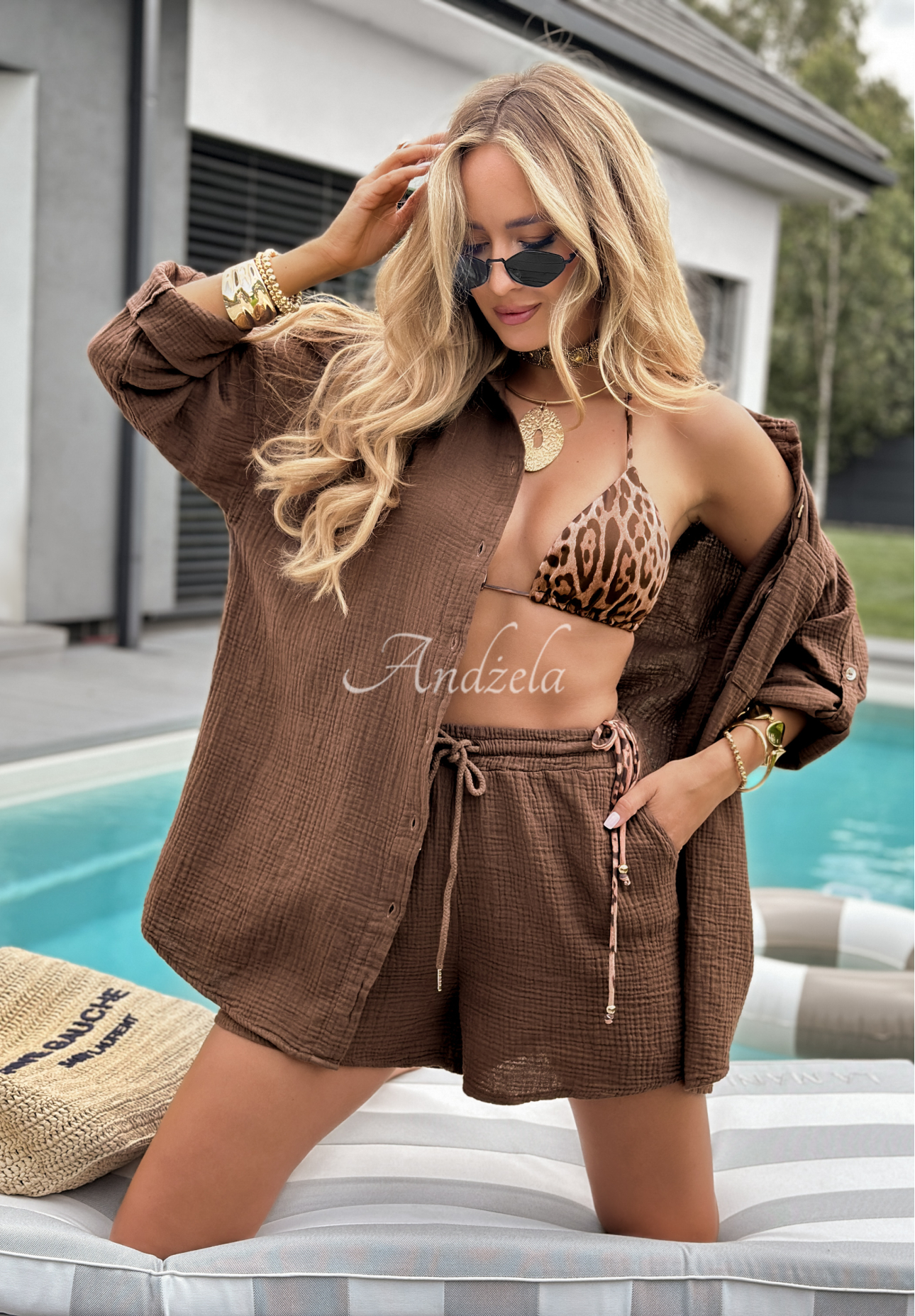 Mušelínová košile Elisabetta čokoládová