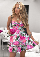 Kwiecista Šaty mini na ramiączkach Bloomery różowo-černá