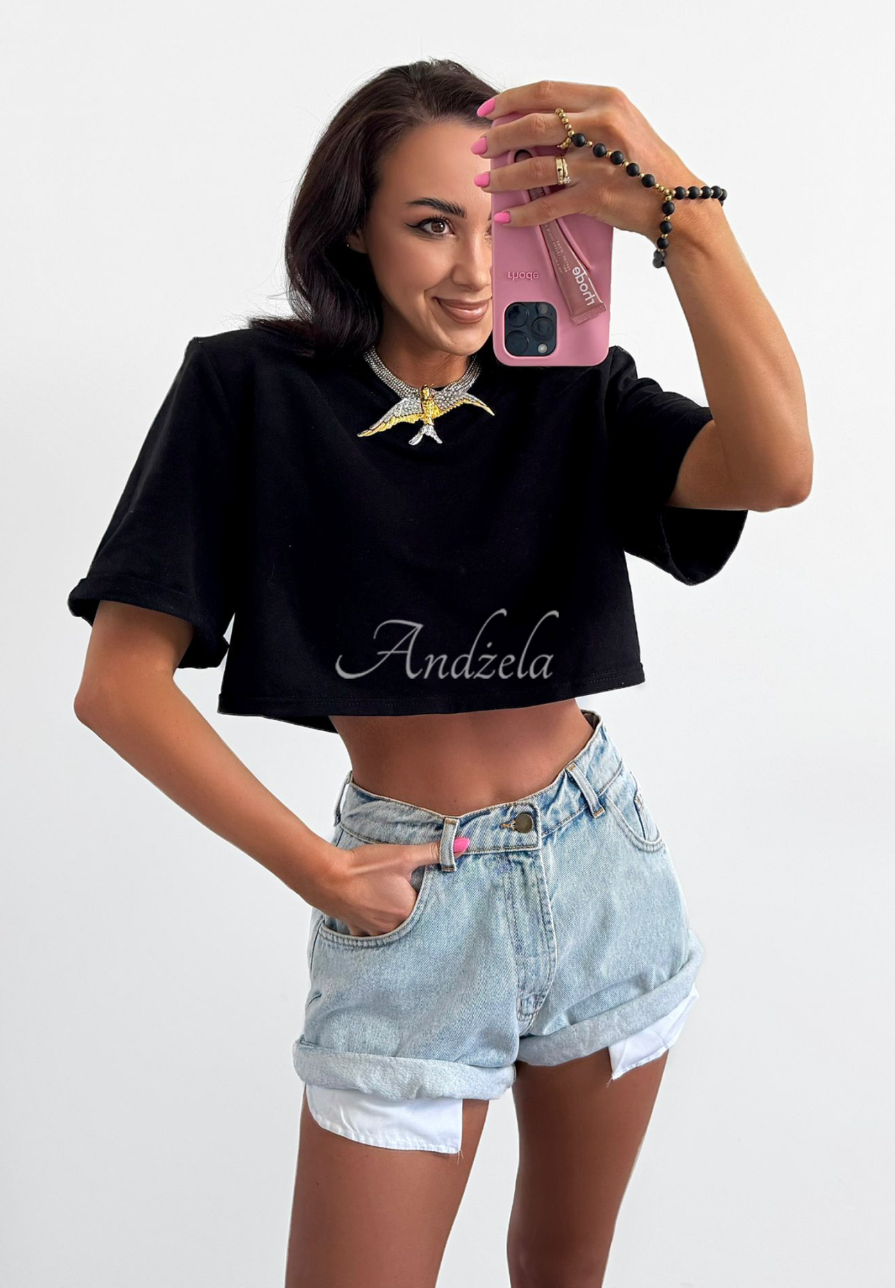 Krátké viskózové tričko La Milla Basic Rush Černé