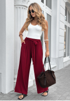 materiálové Kalhoty wide leg z paskiem Jefferson City bordové