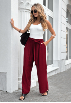 materiálové Kalhoty wide leg z paskiem Jefferson City bordové