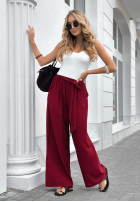 materiálové Kalhoty wide leg z paskiem Jefferson City bordové