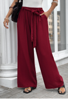 materiálové Kalhoty wide leg z paskiem Jefferson City bordové