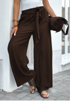 materiálové Kalhoty wide leg z paskiem Jefferson City čokoládové