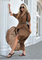 Šaty z falbankami i paskiem Every Twirl čokoládová