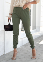 Wiskozowe Kalhoty z paskiem Charleston khaki