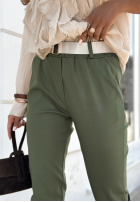 Wiskozowe Kalhoty z paskiem Charleston khaki