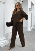 Souprava Halenka i Kalhoty wide leg Telling You čokoládový