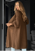 Dlouhý kardigan oversize Lincoln Park čokoládový