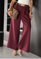 materiálové Kalhoty wide leg z paskiem Own Your Power bordové