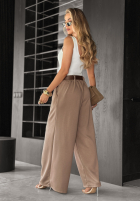 materiálové Kalhoty wide leg z paskiem Own Your Power Mokka
