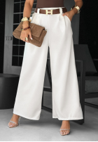 materiálové Kalhoty wide leg z paskiem Own Your Power ecru