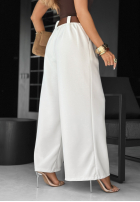materiálové Kalhoty wide leg z paskiem Own Your Power ecru