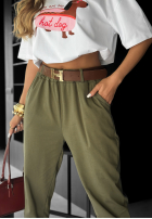 Kalhoty z paskiem Take A Look khaki