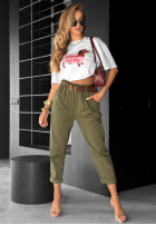 Kalhoty z paskiem Take A Look khaki
