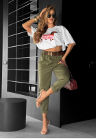 Kalhoty z paskiem Take A Look khaki