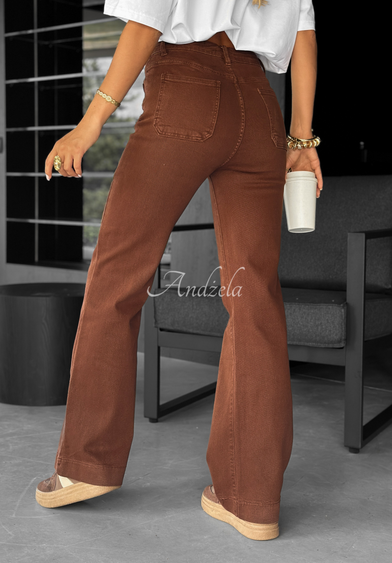 Džíny wide leg This Is Real čokoládové