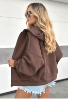 Mikina s kapucí oversize Don't Tell čokoládová