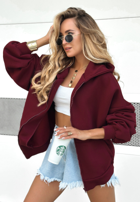 Oversize mikina s kapucí Don't Tell vínová