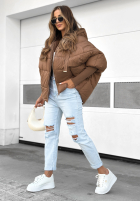 Prošívaná Bunda oversize Maple Leaf čokoládová