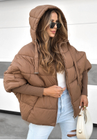 Prošívaná Bunda oversize Maple Leaf čokoládová