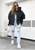 Prošívaná Bunda oversize Maple Leaf černá