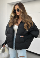 Prošívaná Bunda oversize Maple Leaf černá