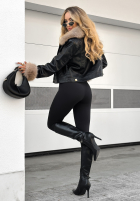 Skórzana Bunda z futerkiem Dare To Do černá