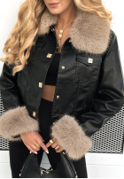 Skórzana Bunda z futerkiem Dare To Do černá