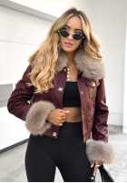 Skórzana Bunda z futerkiem Dare To Do vínová