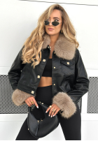 Skórzana Bunda z futerkiem Dare To Do černá