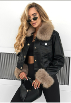 Skórzana Bunda z futerkiem Dare To Do černá