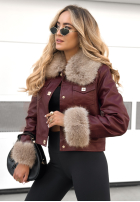 Skórzana Bunda z futerkiem Dare To Do vínová
