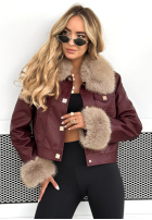 Skórzana Bunda z futerkiem Dare To Do vínová